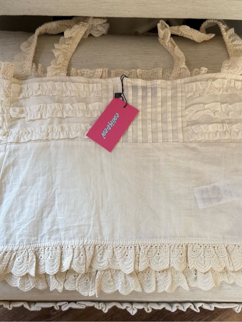 Edikted Cream Ruffle Lace-Trim Tank - Picture 6 of 9